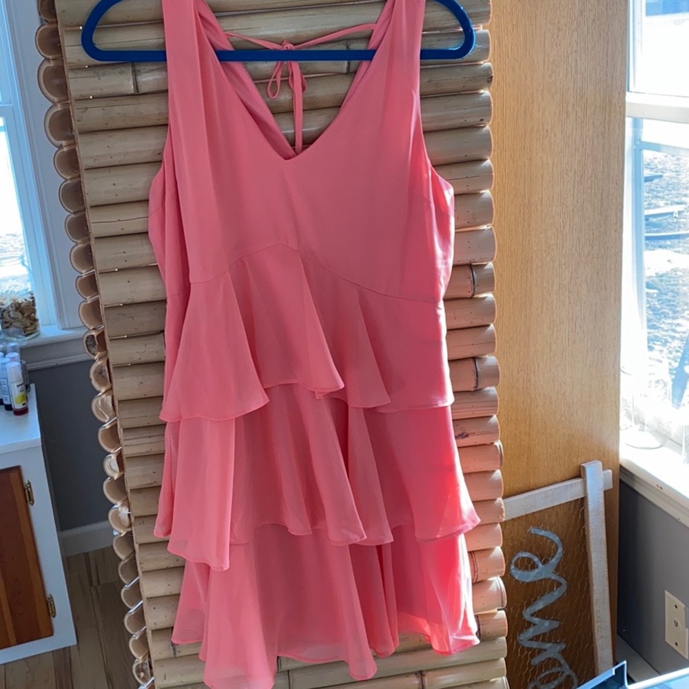 Pink Lily Ruffle Peach dress